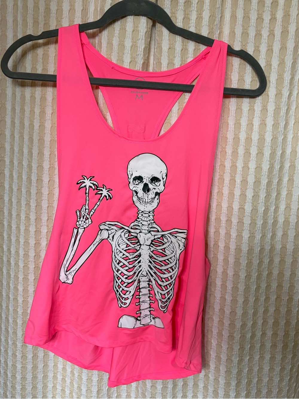 Salty Savage Hot Pink Racerback Tank Top with Skeleton Graphic